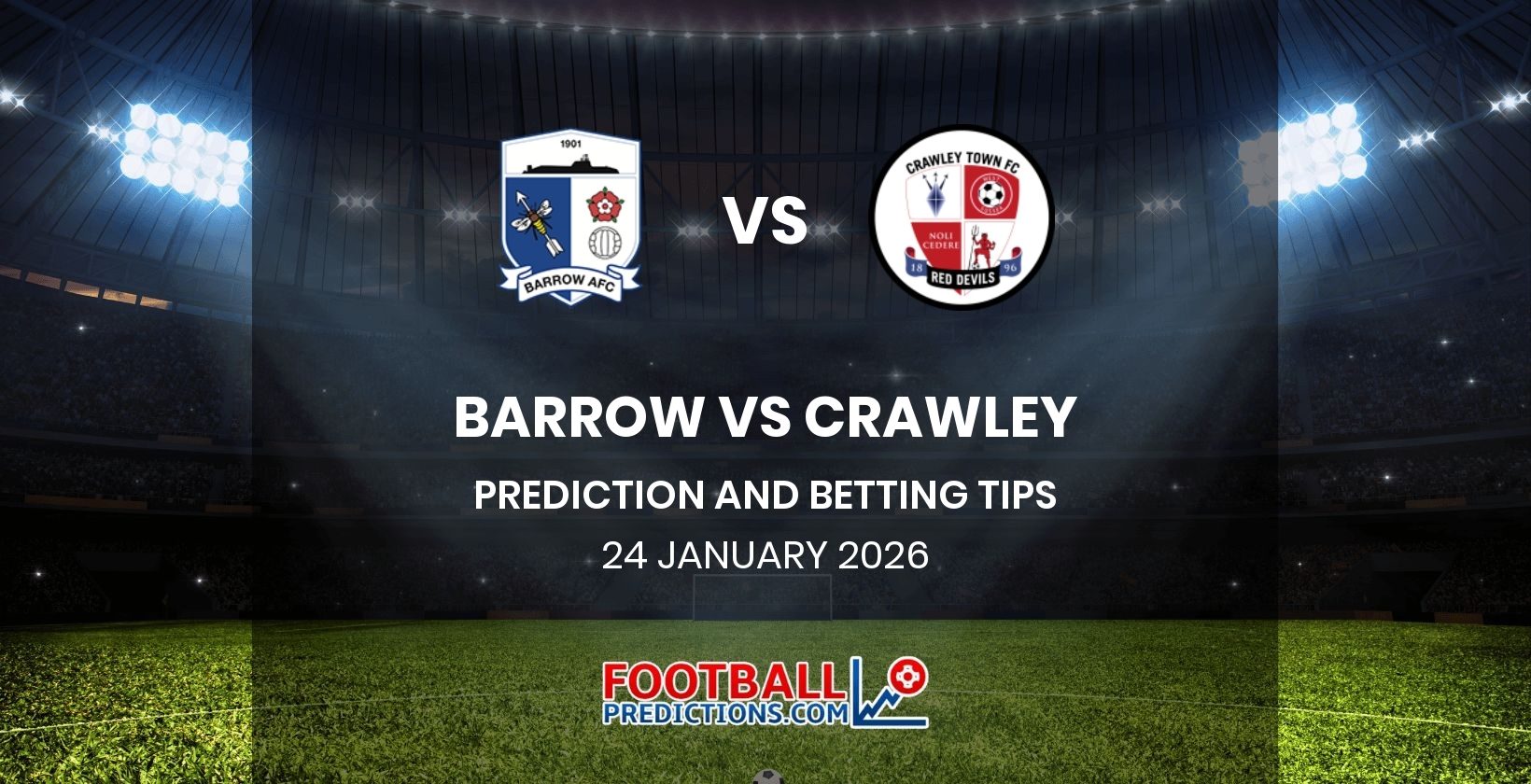 Barrow vs Crawley Prediction and Betting Tips 24 January 2026