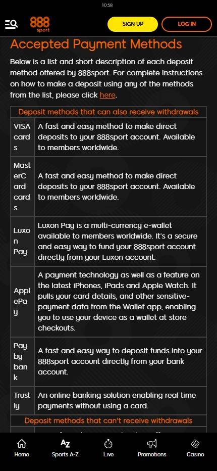 888sport bank transfer betting site