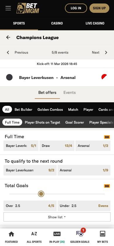 BetMGM Odds and Value screenshot