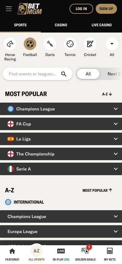 BetMGM Product Depth screenshot