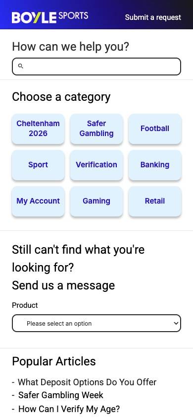 BoyleSports Customer Service screenshot