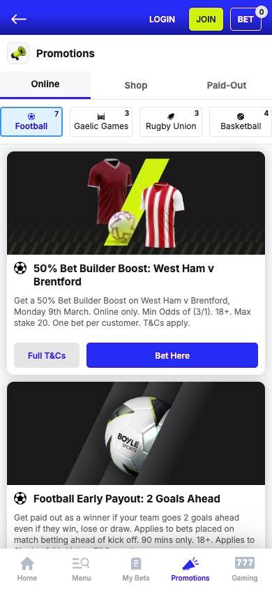 BoyleSports Promotions and Bonuses screenshot