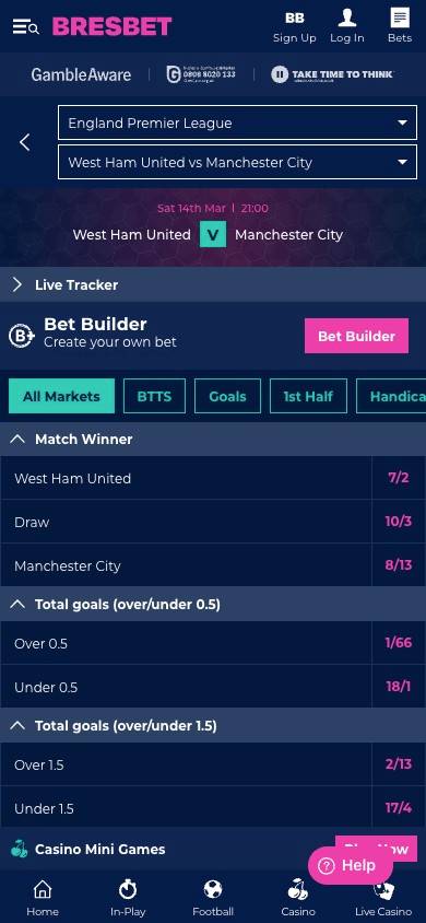 BresBet Odds and Value screenshot
