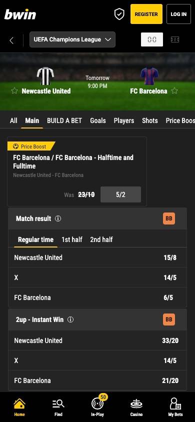 Bwin Odds and Value screenshot