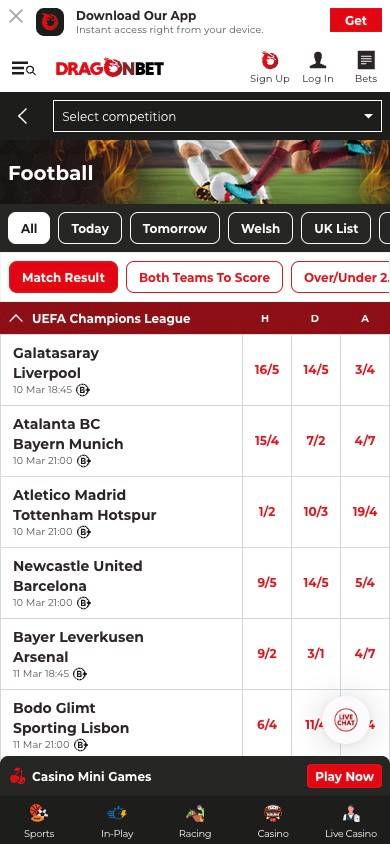 DragonBet User Experience screenshot