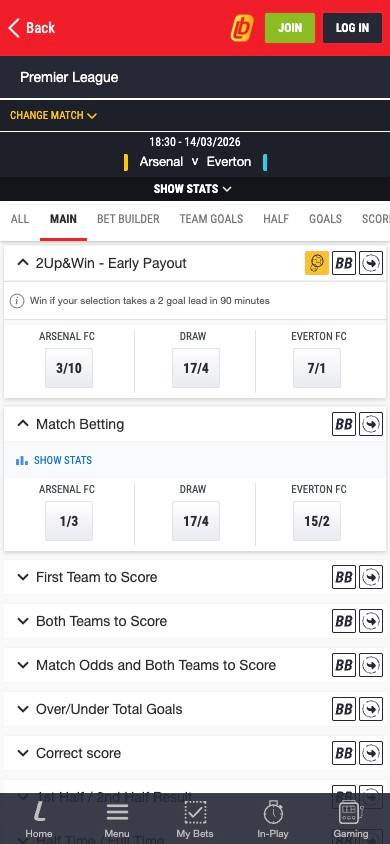 Ladbrokes Odds and Value screenshot