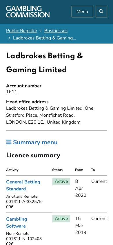 Ladbrokes Safety and Trustworthiness screenshot