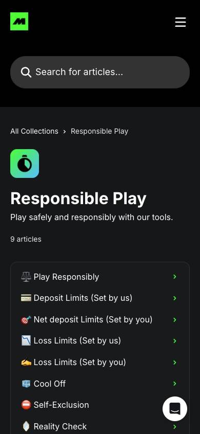 Midnite Responsible Gambling Management screenshot