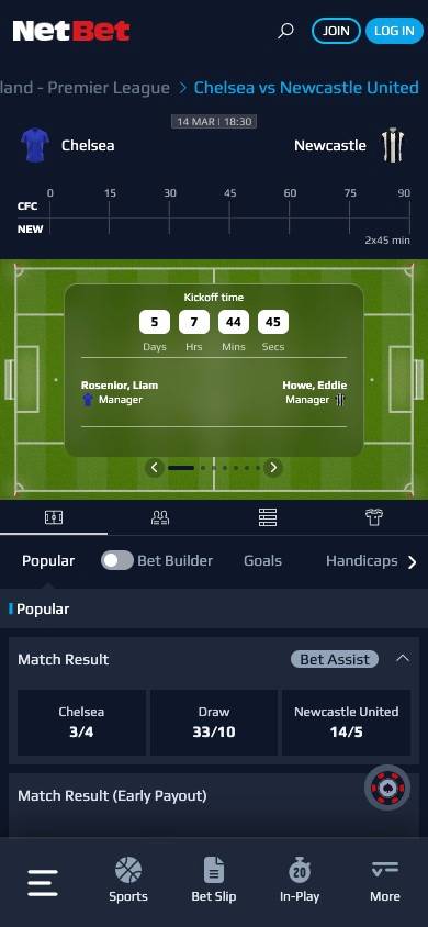 NetBet Odds and Value screenshot