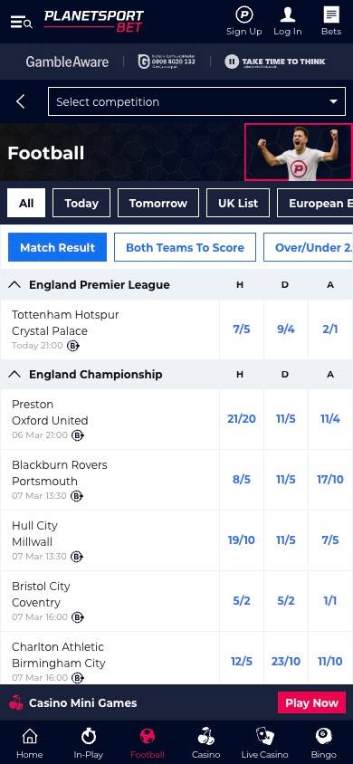 Planet Sport Bet User Experience screenshot