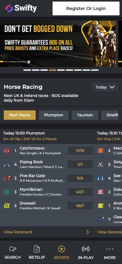 Swifty Sports User Experience screenshot