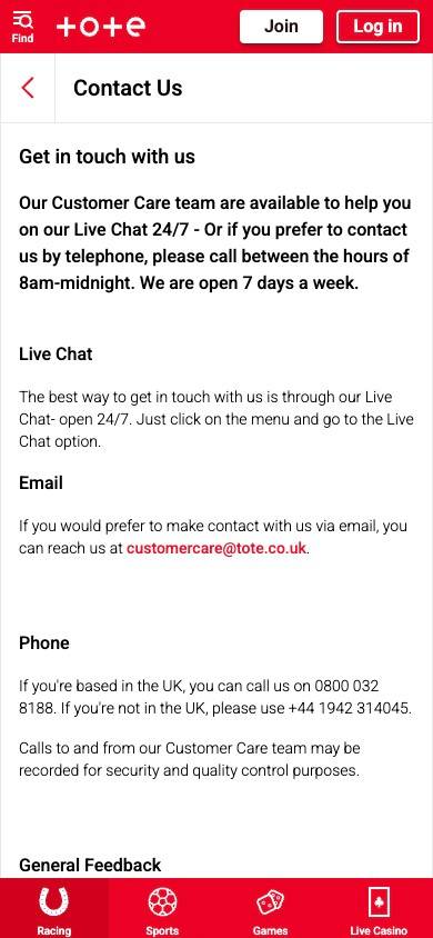 Tote Customer Service screenshot