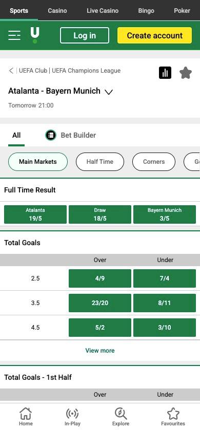 Unibet Odds and Value screenshot
