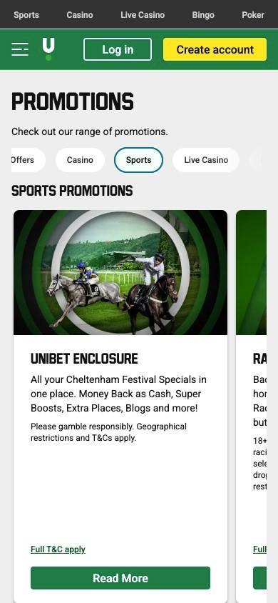 Unibet Promotions and Bonuses screenshot