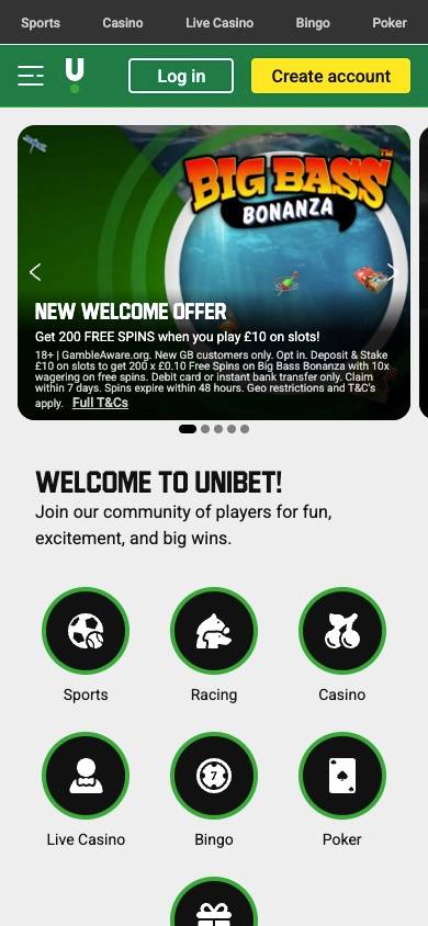 Unibet User Experience screenshot