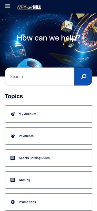 William Hill Customer Service screenshot