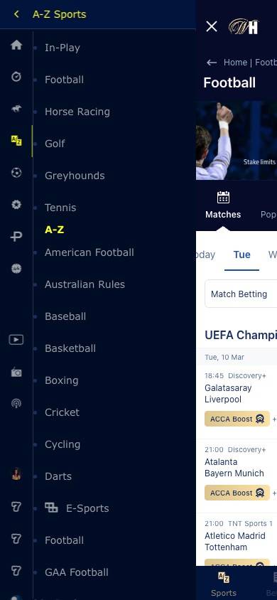 William Hill Product Depth screenshot