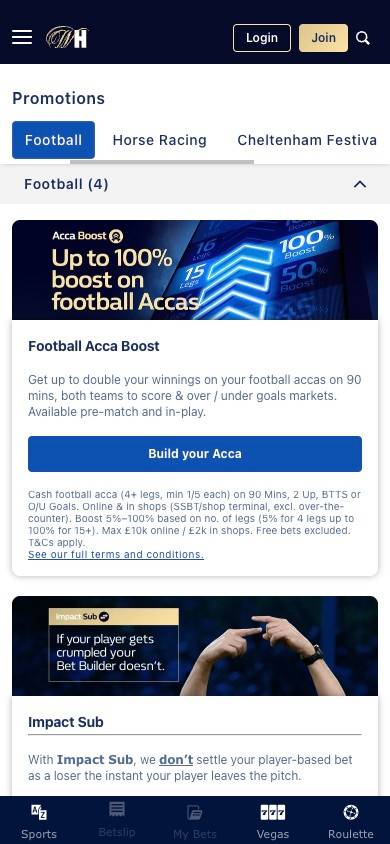 William Hill Promotions and Bonuses screenshot