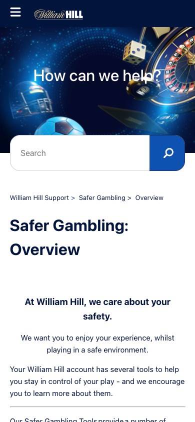William Hill Responsible Gambling Management screenshot