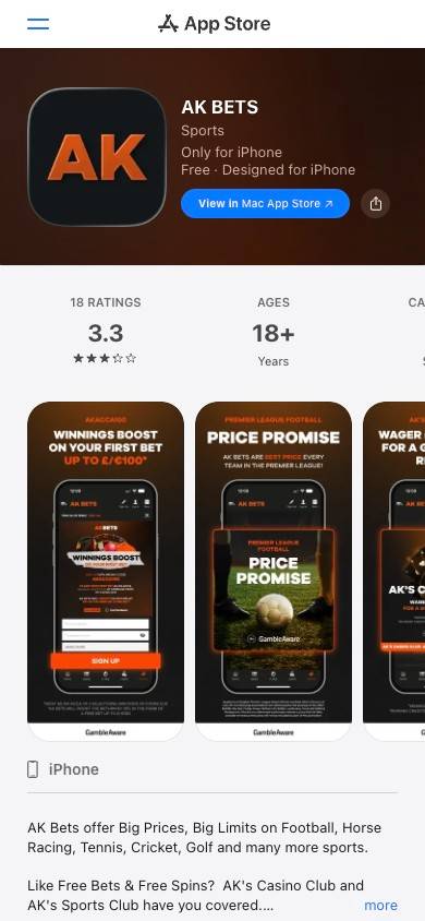 AK Bets App and Mobile Friendliness screenshot