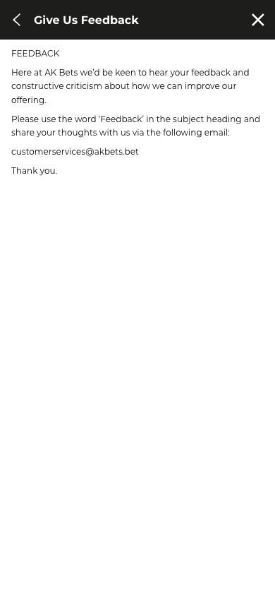 AK Bets Customer Service screenshot