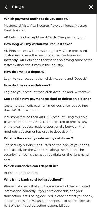 AK Bets Payment Methods screenshot