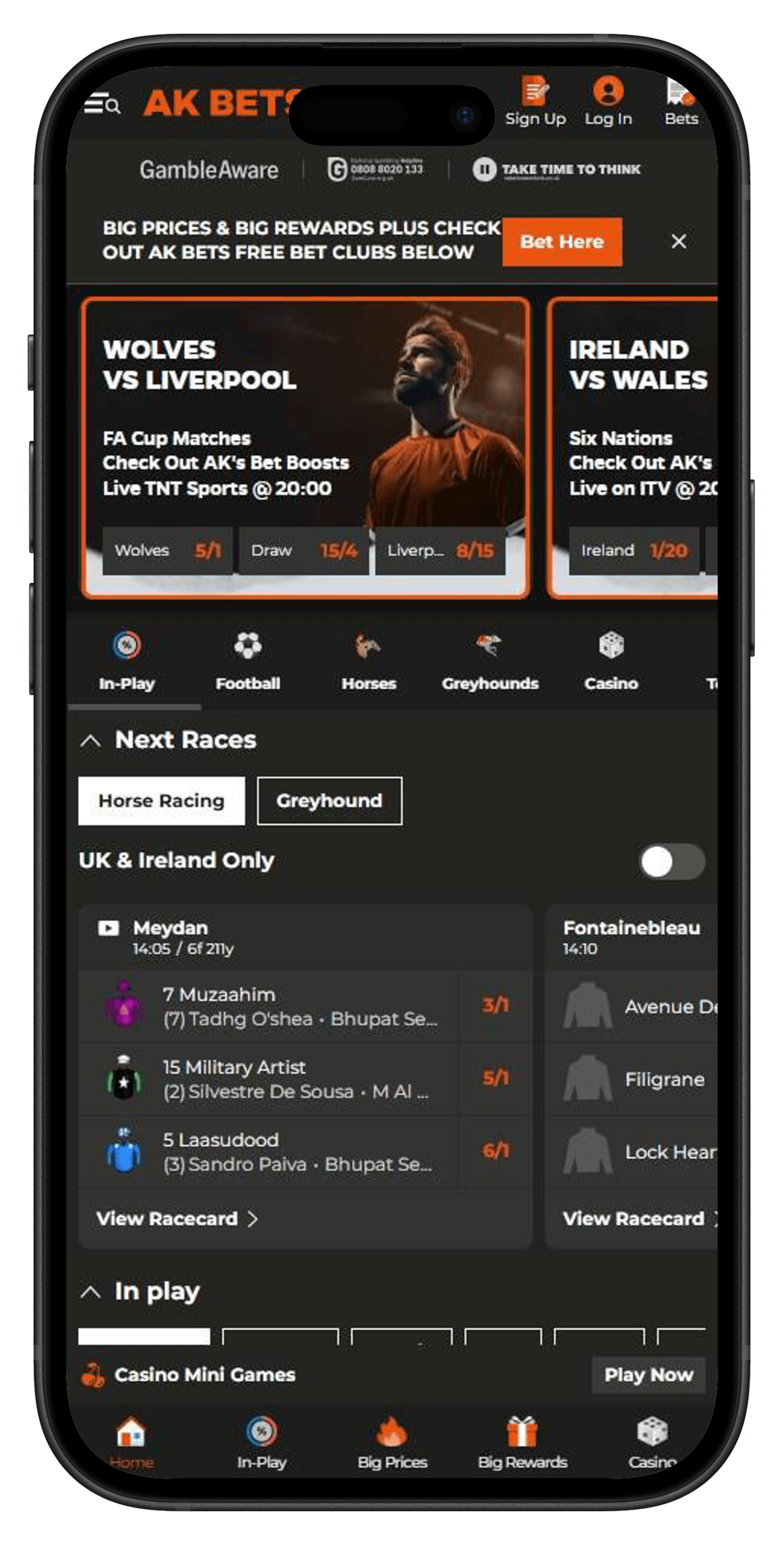 screenshot of betvictor betting site in uk