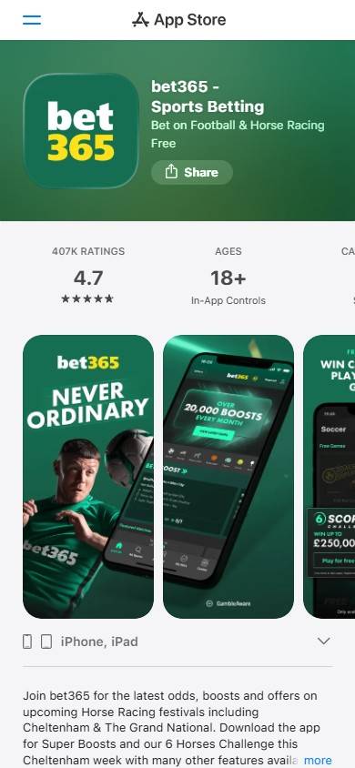 bet365 App and Mobile Friendliness screenshot
