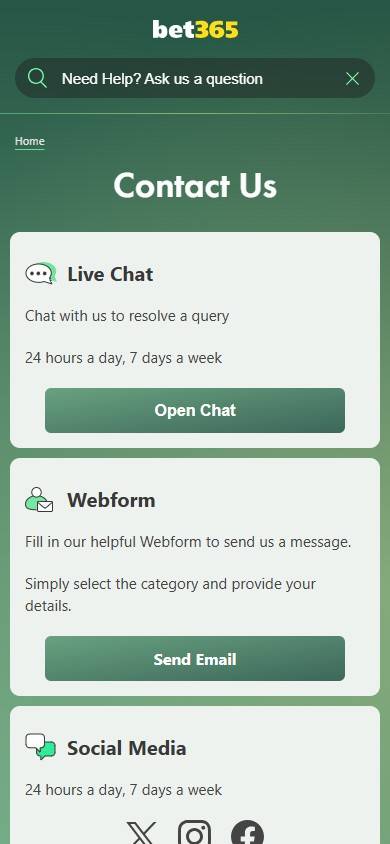bet365 Customer Service screenshot