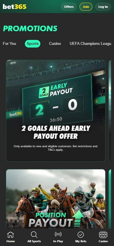 bet365 Promotions and Bonuses screenshot