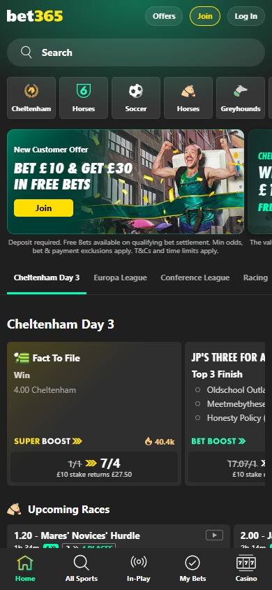 bet365 User Experience screenshot