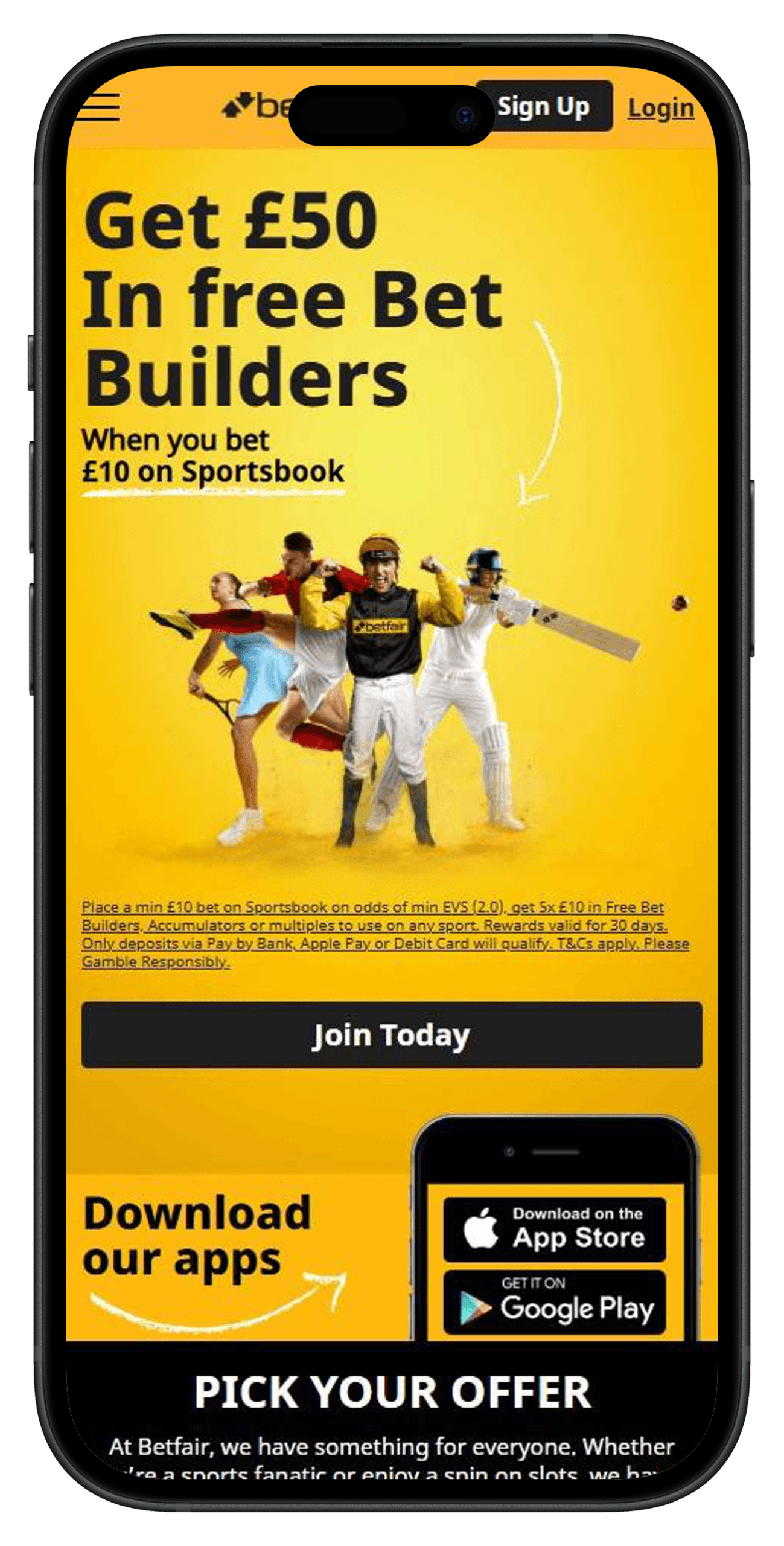 screenshot of betfair betting site in uk