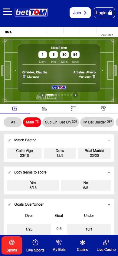 BetTOM Odds and Value screenshot