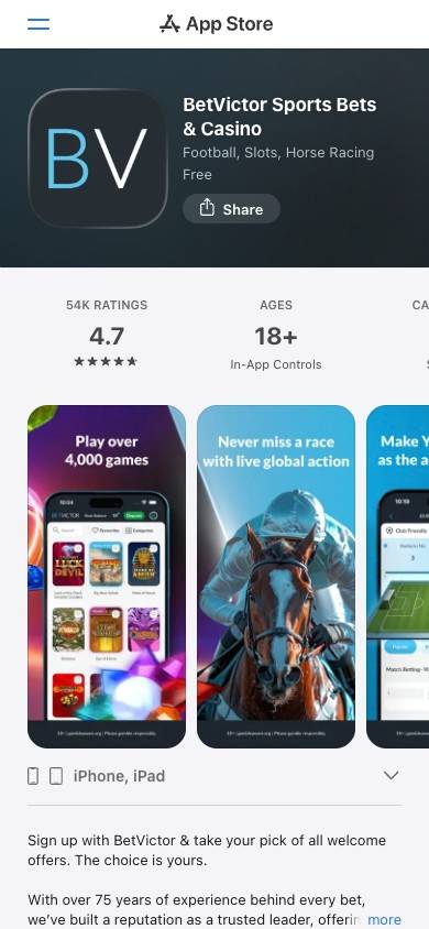 BetVictor App and Mobile Friendliness screenshot