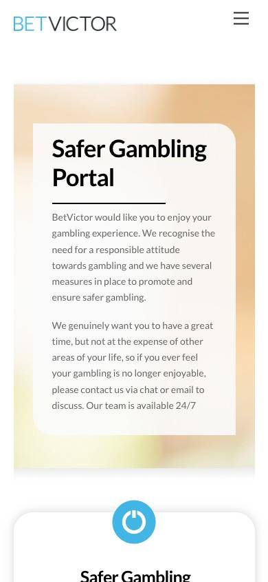 BetVictor Responsible Gambling Management screenshot