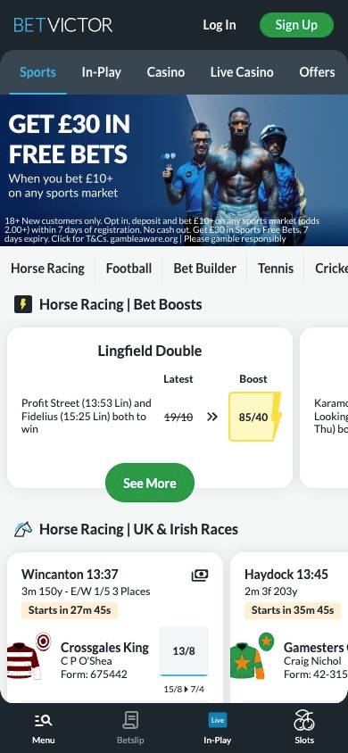 BetVictor User Experience screenshot