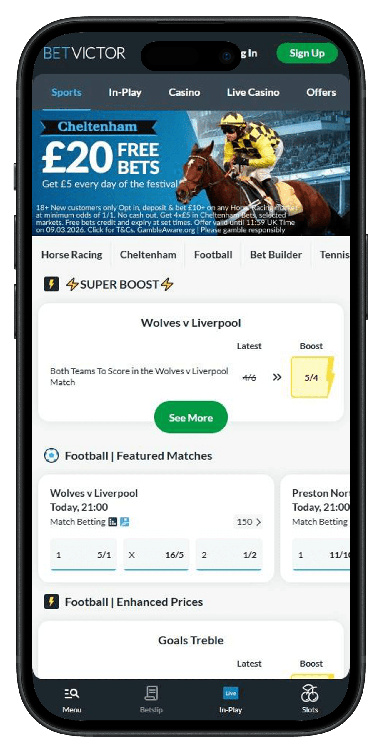 screenshot of betvictor betting site in uk