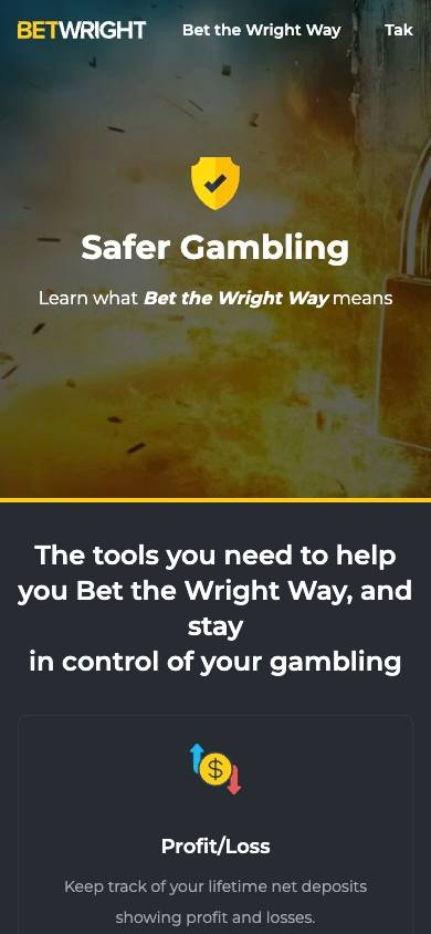 BetWright Responsible Gambling Management screenshot