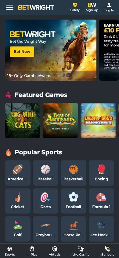 BetWright User Experience screenshot
