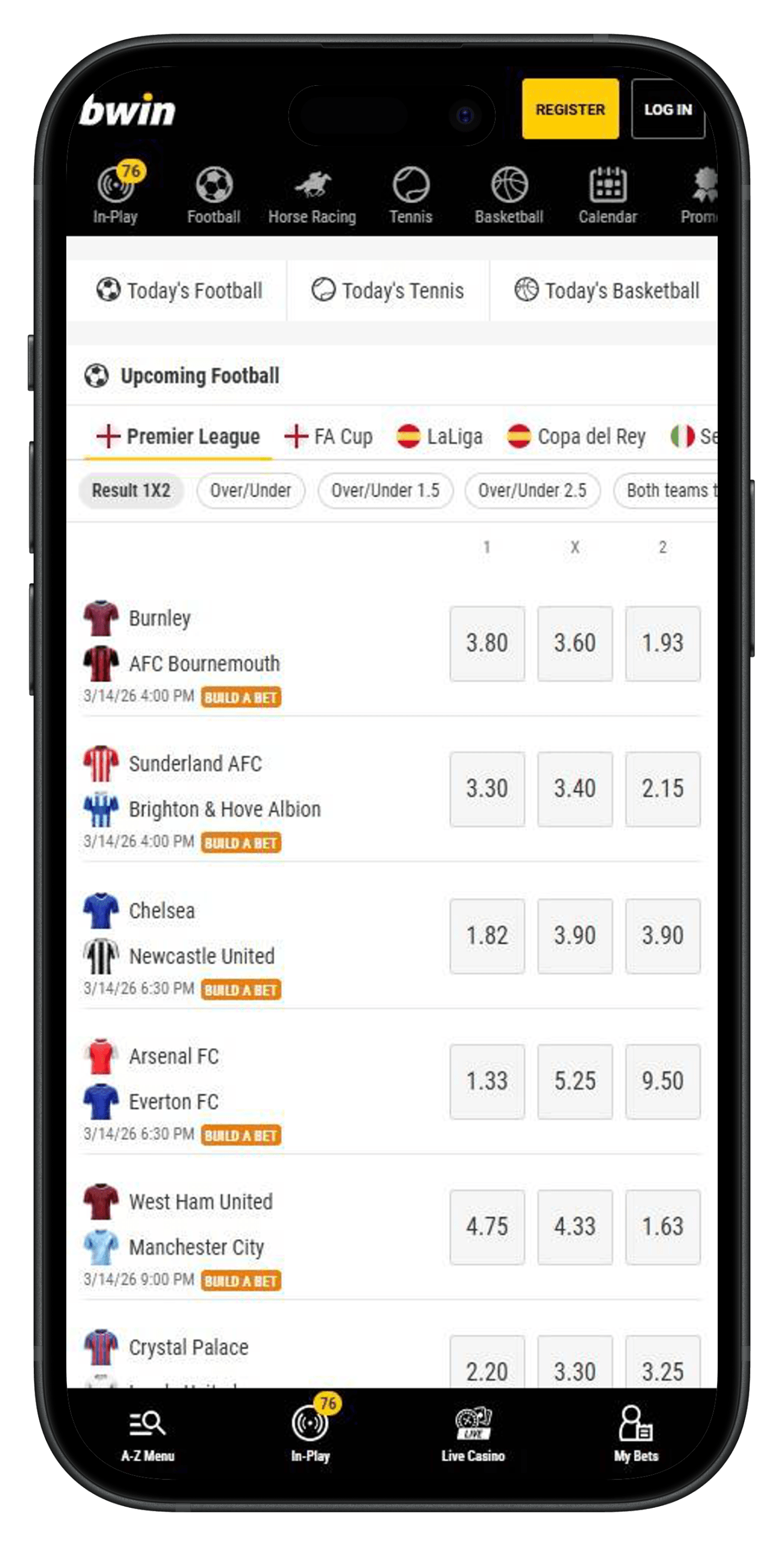 screenshot of betvictor betting site in uk
