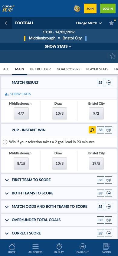 Coral Odds and Value screenshot