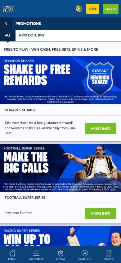 Coral Promotions and Bonuses screenshot