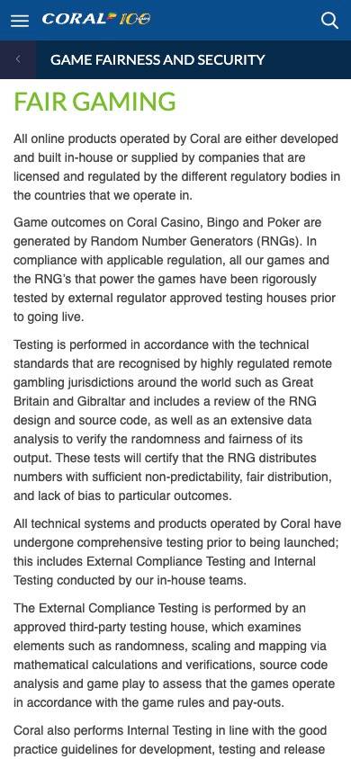 Coral Responsible Gambling Management screenshot