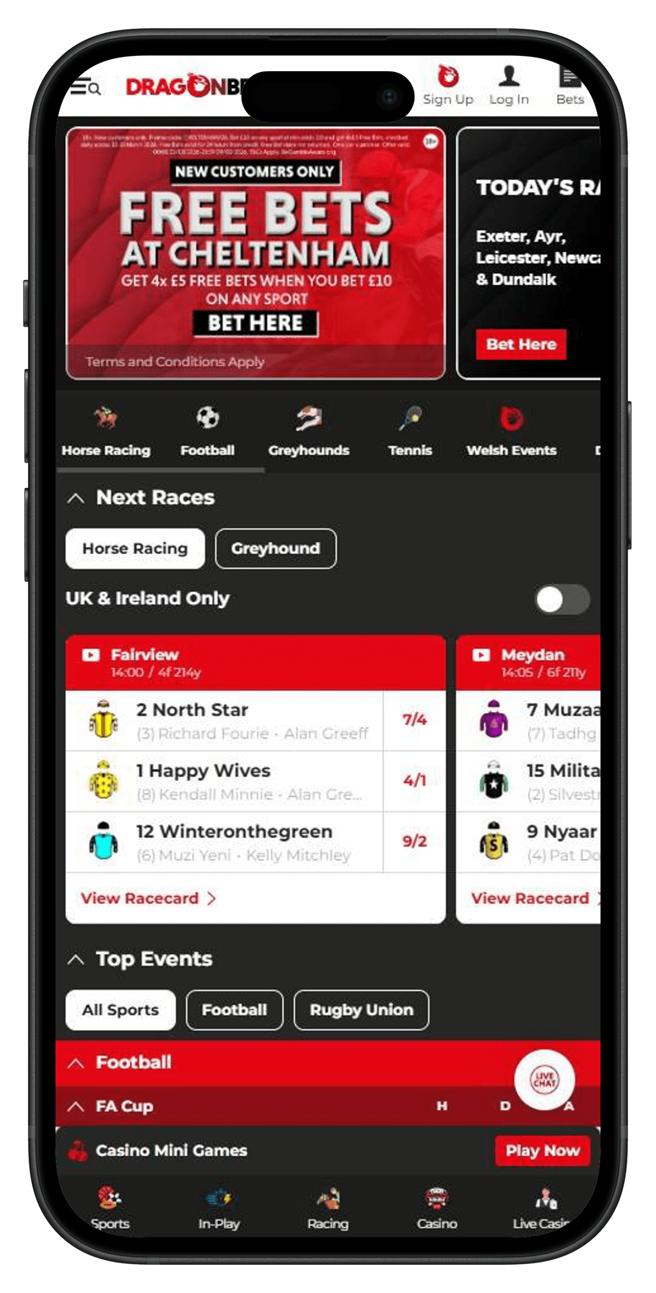 screenshot of betvictor betting site in uk