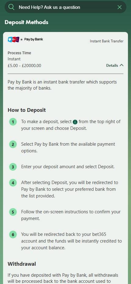 Bet365 bank transfer betting site