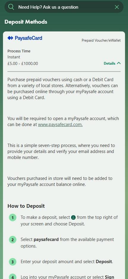 bet365 paysafecard deposit screenshot betting uk