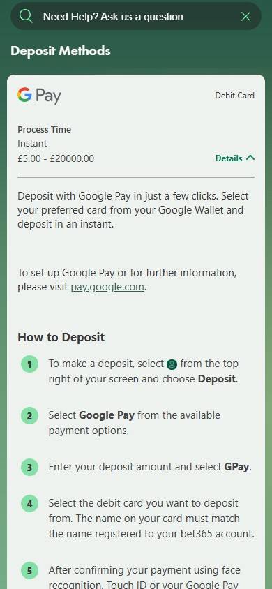 bet365 google pay betting site uk