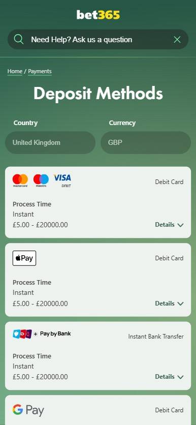 bet365 5 pound deposit methods