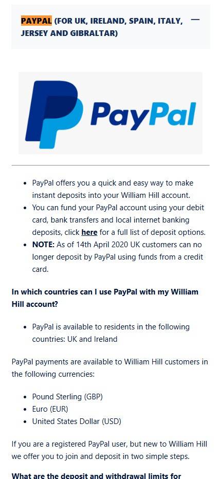 williamhill paypal betting