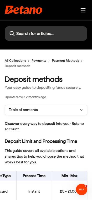 betano 5 pound deposit screenshot